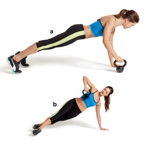 plancha kettlebell roll